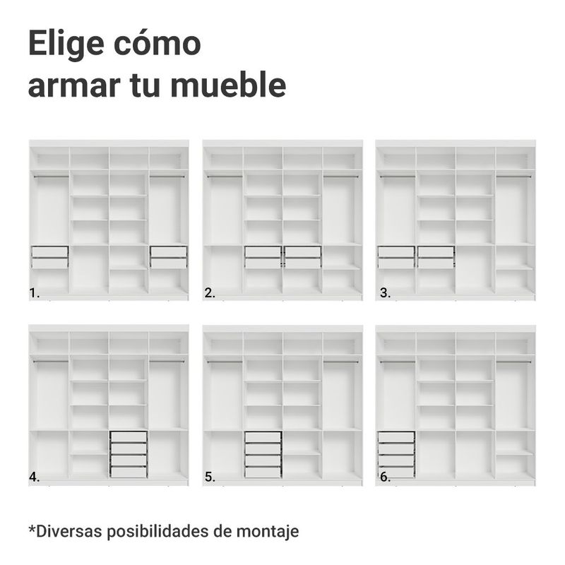 Ropero closet madesa venus 8 puertas 2 espejos 216cm bn 03