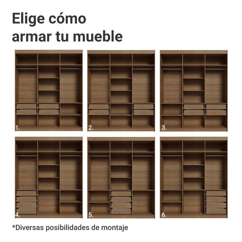 Ropero closet madesa venus 6 puertas 4 cajones 180cm mc 04