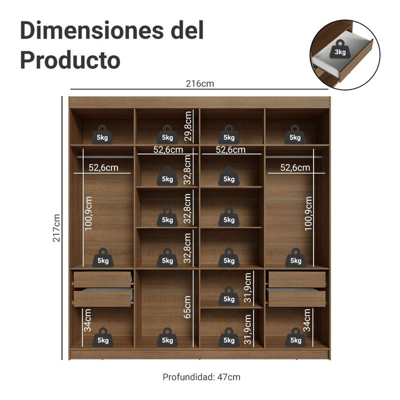 Ropero closet madesa venus 8 puertas 2 espejos mc 2