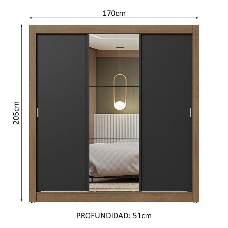 Ropero closet madesa nobre 3 puertas 1 espejo mn 2