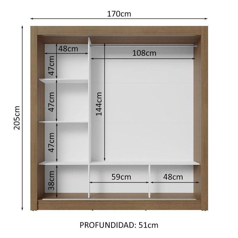 Ropero closet madesa nobre 3 puertas 1 espejo mn 2