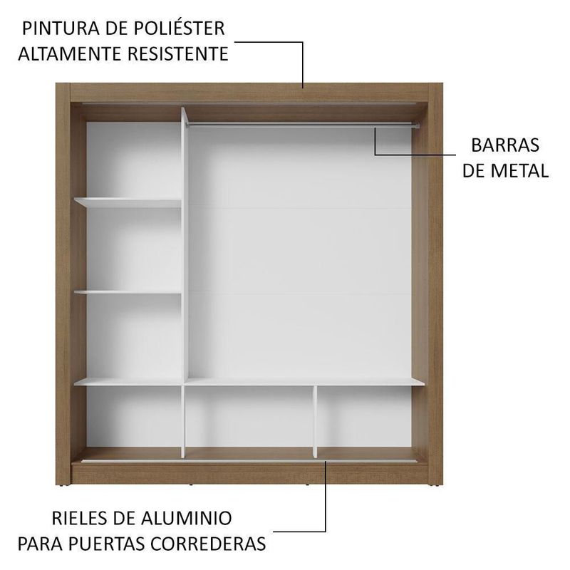 Ropero closet madesa nobre 3 puertas 1 espejo mn 2