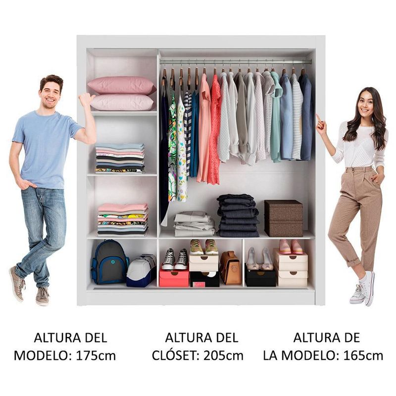 Ropero closet madesa mônaco 3 puertas 3 espejos blanco