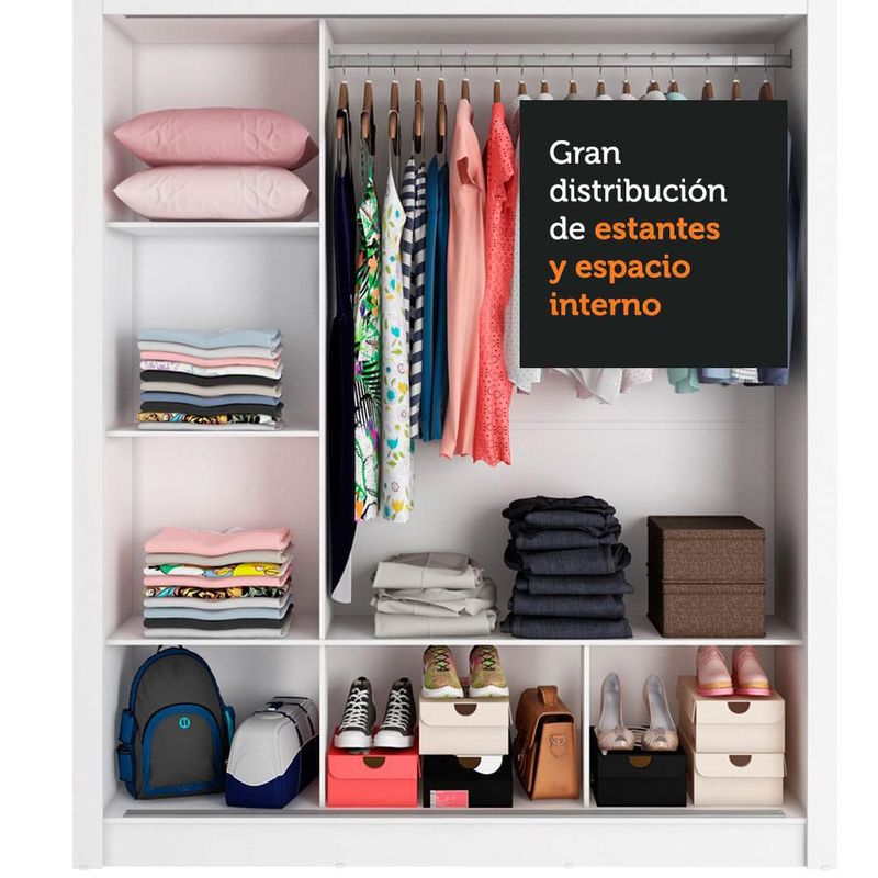 Ropero closet madesa mônaco 3 puertas 3 espejos blanco