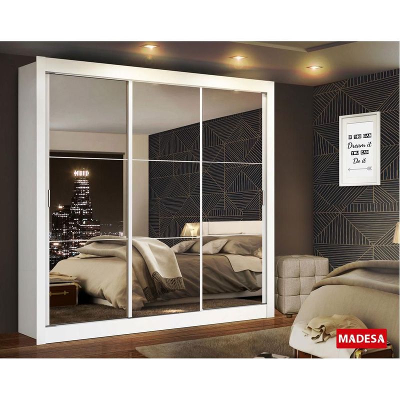 Ropero closet madesa mônaco 3 puertas 3 espejos blanco
