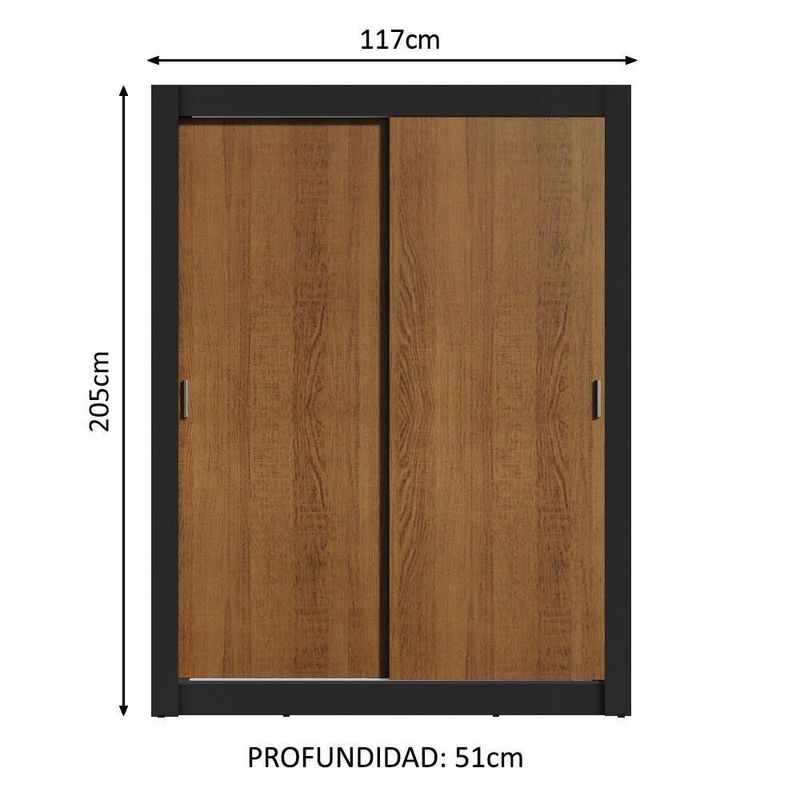 Ropero closet madesa denver 2 puertas corredizas nm 2