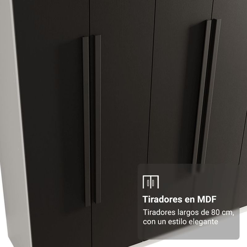 Ropero closet madesa venus 6 puertas 4 cajones 180cm bn
