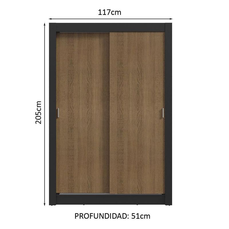 Ropero closet madesa milano 2 puertas corredizas nm 1