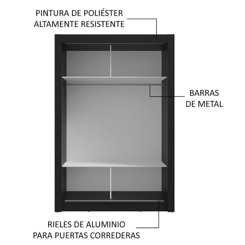 Ropero closet madesa milano 2 puertas corredizas nm 1