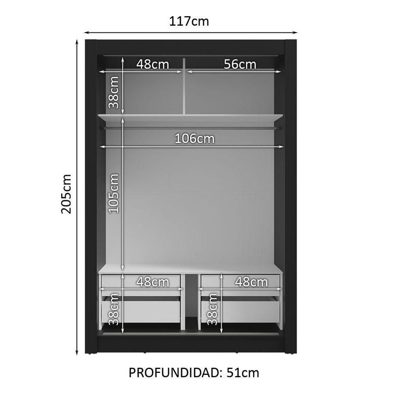 Ropero closet madesa vivare plus 2 puertas corredizas nm