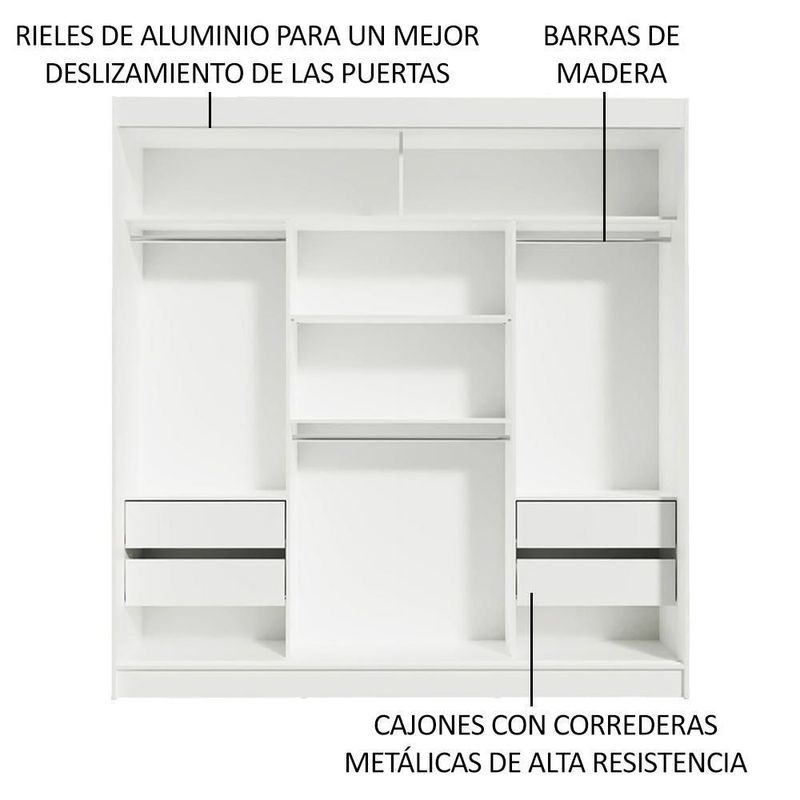 Ropero closet madesa reno 3 puertas 2 espejos bb 1
