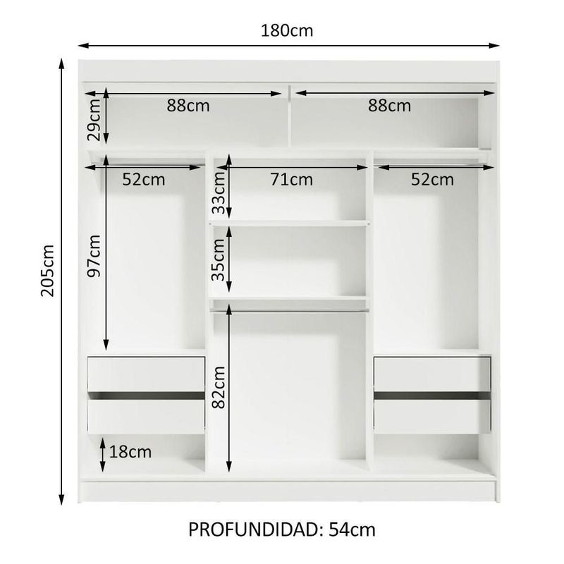 Ropero closet madesa reno 3 puertas 2 espejos bb 1
