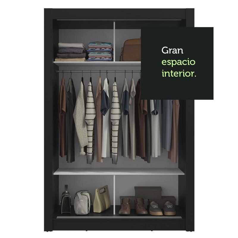 Ropero closet madesa milano 2 puertas corredizas bn