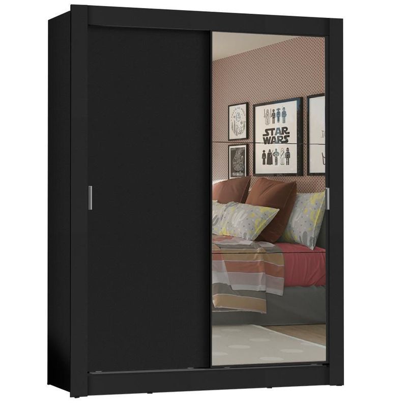 Ropero closet madesa denver 2 puertas 1 espejo negro 10