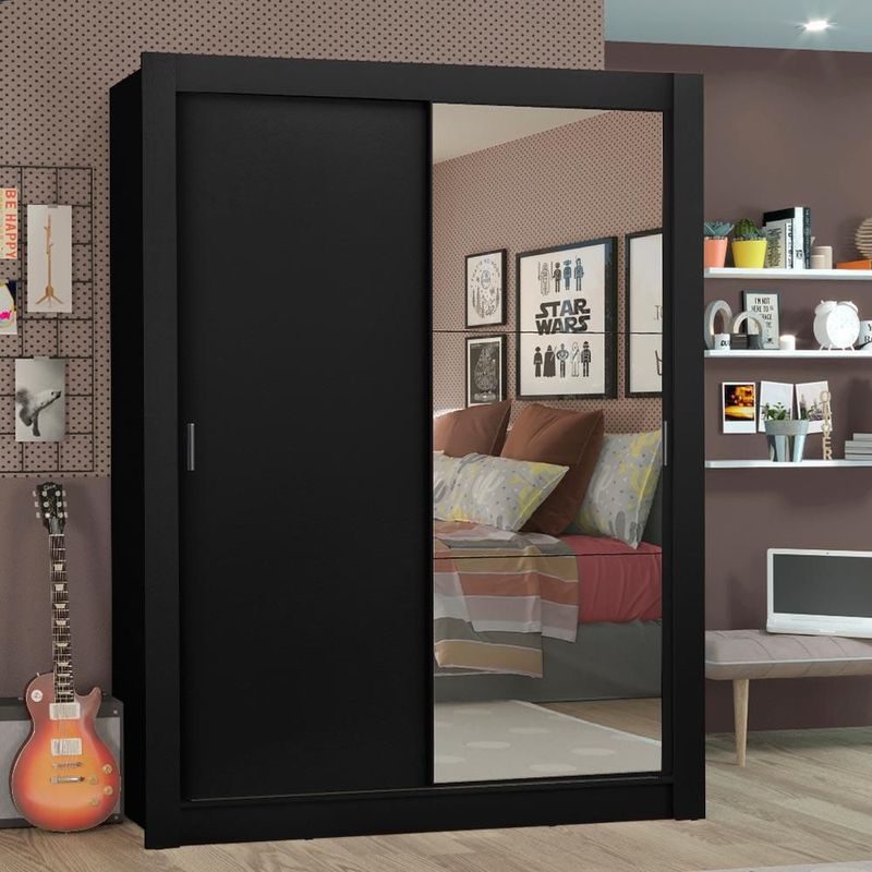 Ropero closet madesa denver 2 puertas 1 espejo negro 10