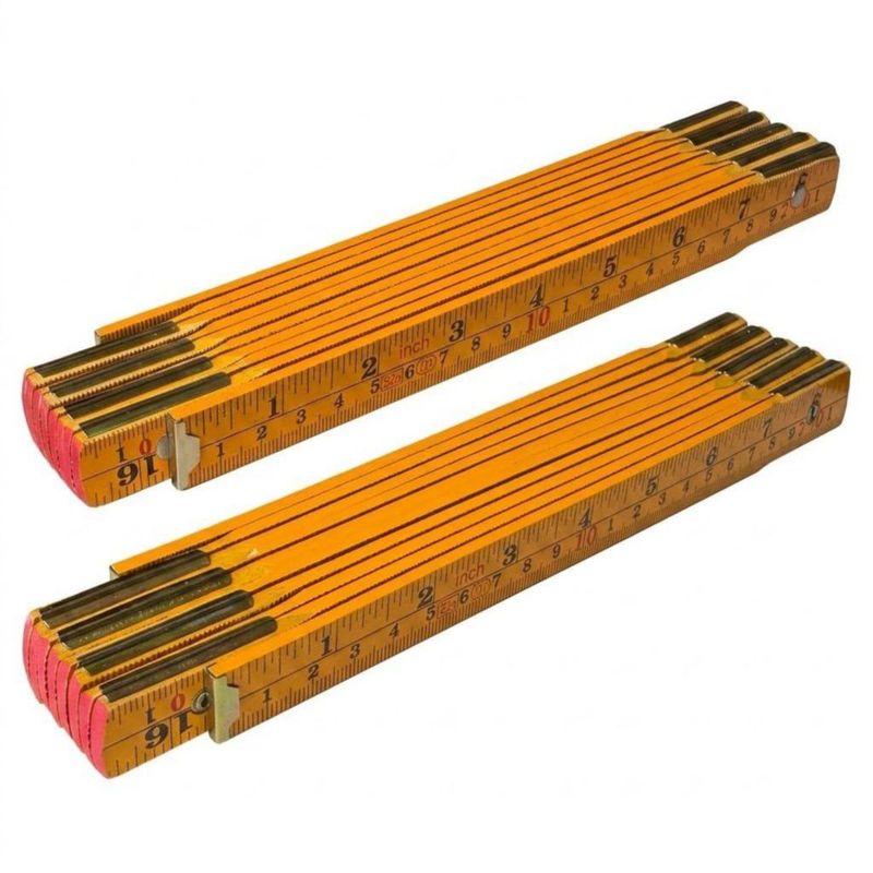 Binzer Regla Plegable de 65 pies/2 m - Regla de Madera con Escala en Pulgadas y Métrica (Pack de 2)