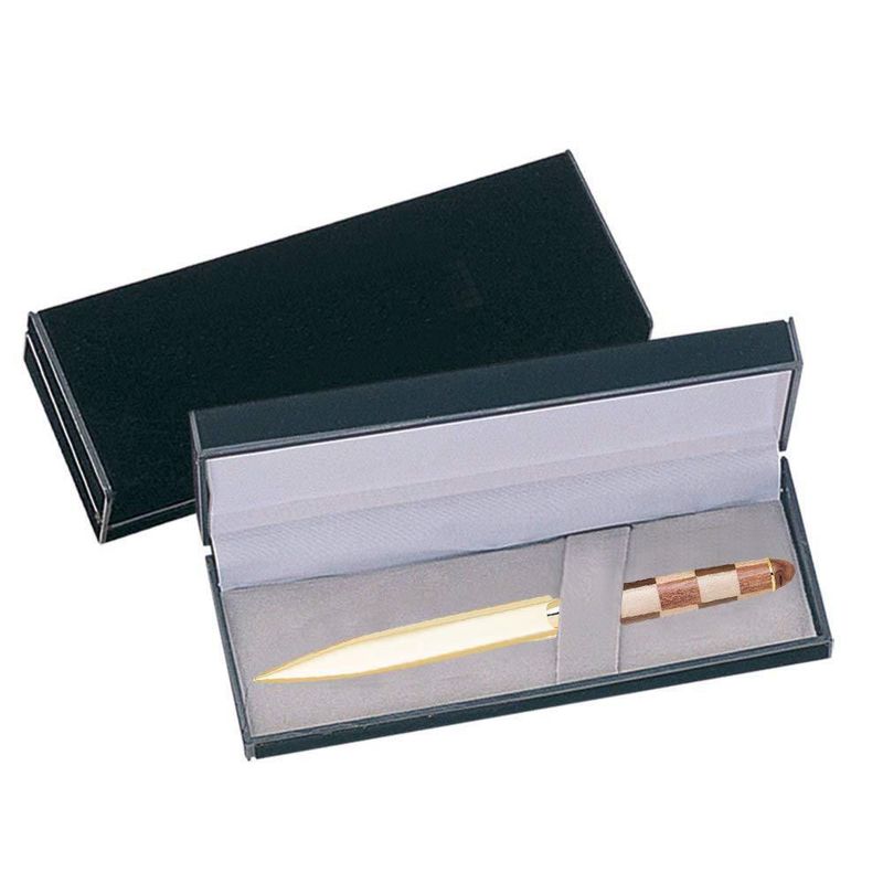 Abrecartas de madera bicolor con diseño de tablero de ajedrez – 16 cm – Design Gifts