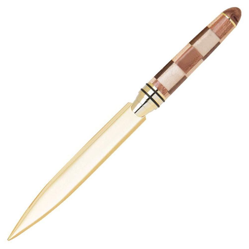 Abrecartas de madera bicolor con diseño de tablero de ajedrez – 16 cm – Design Gifts