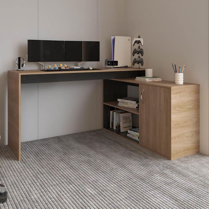 Escritorio En L Axis, Fresno Europeo y Wengue Virtual Muebles