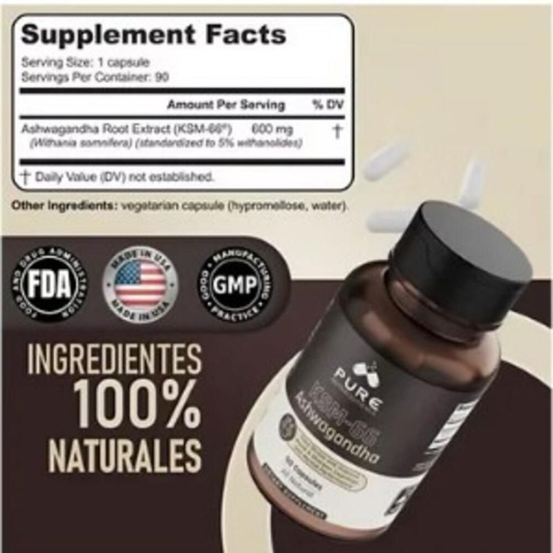 Pure Nutrition KSM-66 Ashwagandha 600 Mg 90 Caps