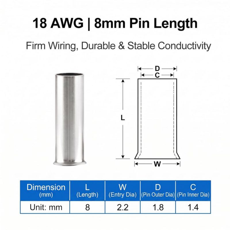 Terminales de ferrula Baomain paquete de 2000 unidades 8 mm 18 AWG