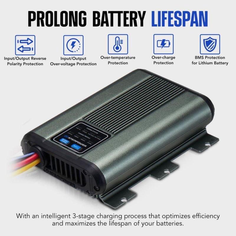 Cargador de Baterías ATEM POWER 12V 30A LiFePO4/Plomo‑Ácido