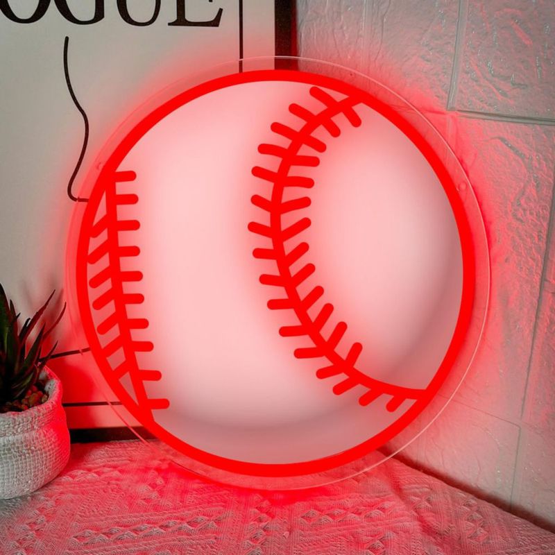 Letrero de neón Ecluloriven de béisbol 30 cm regulable rojo