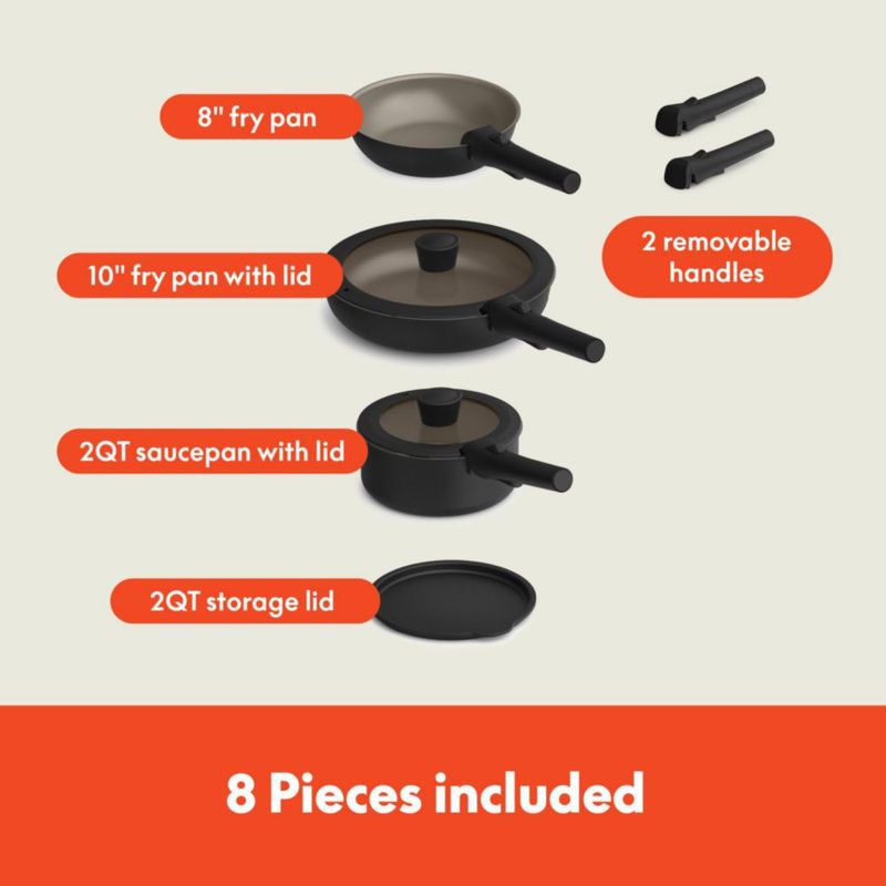 Set de utensilios de cocina BELLA 8 piezas cerámico negro no tóxico