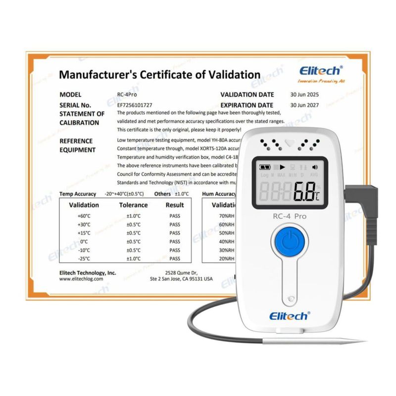 Registrador de datos Elitech RC-4HPro -40~85 °C 64 000 pts USB