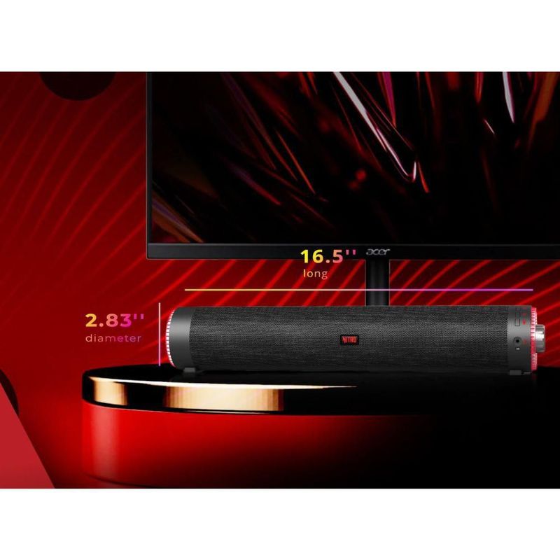 Barra de sonido para juegos Acer Nitro 2.0, Bocina Bluetooth/USB con Nitro Pulse RGB, Compatible con PC, Laptop,Monitor,Tablet, Smartphone, Xbox y PS5