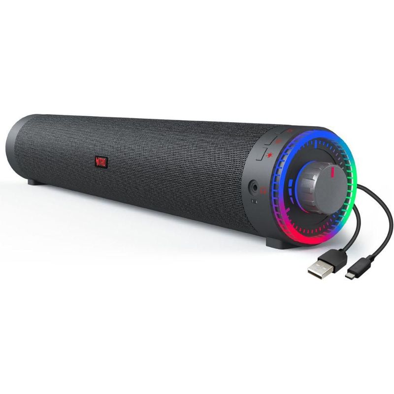 Barra de sonido para juegos Acer Nitro 2.0, Bocina Bluetooth/USB con Nitro Pulse RGB, Compatible con PC, Laptop,Monitor,Tablet, Smartphone, Xbox y PS5