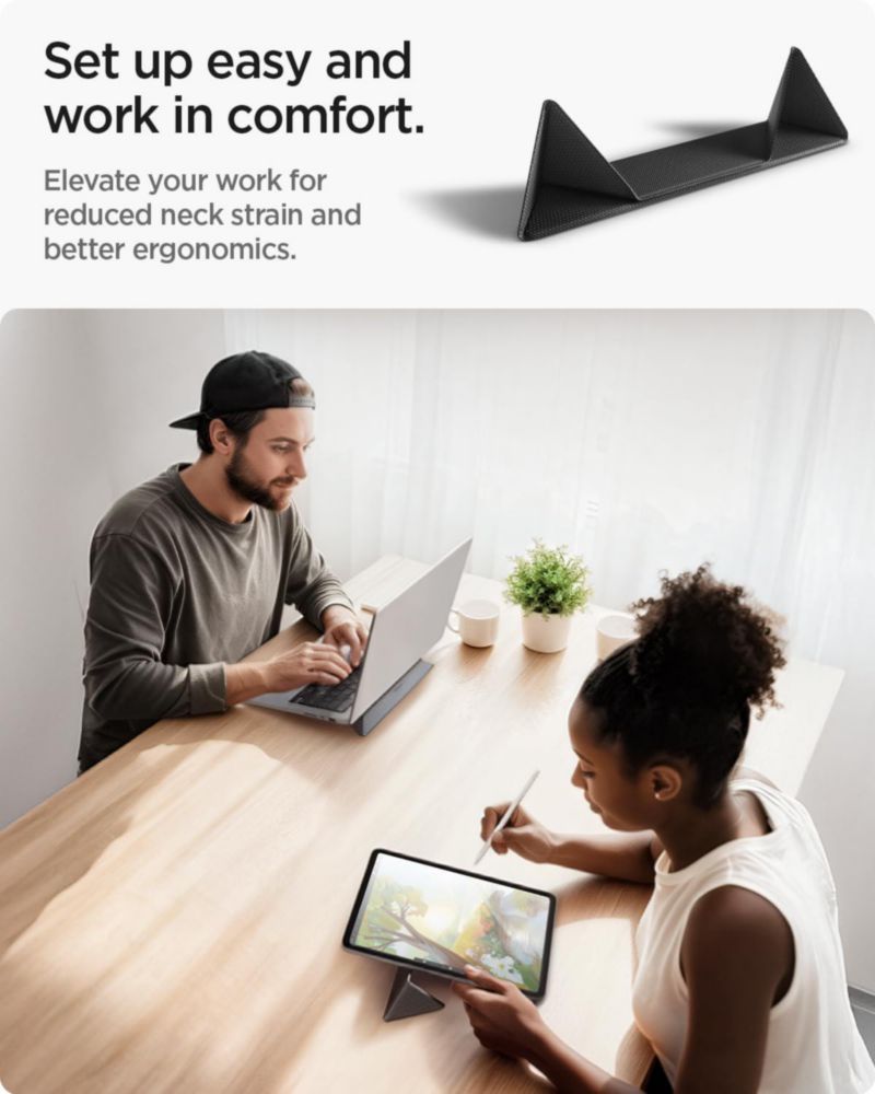 Soporte para laptop Spigen Slim Fold plegable ergonómico negro