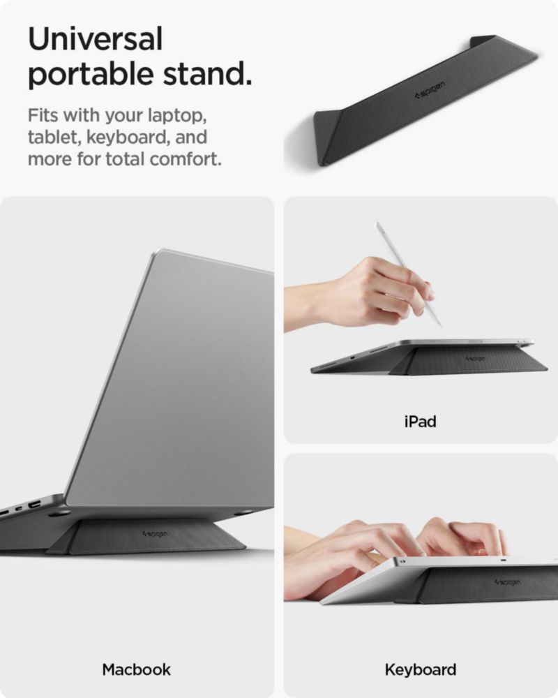 Soporte para laptop Spigen Slim Fold plegable ergonómico negro