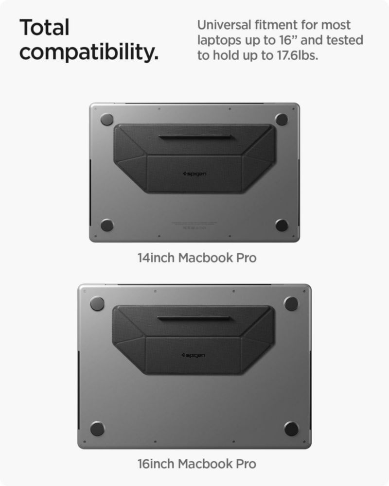 Soporte para laptop Spigen Slim Fold plegable de doble ángulo negro