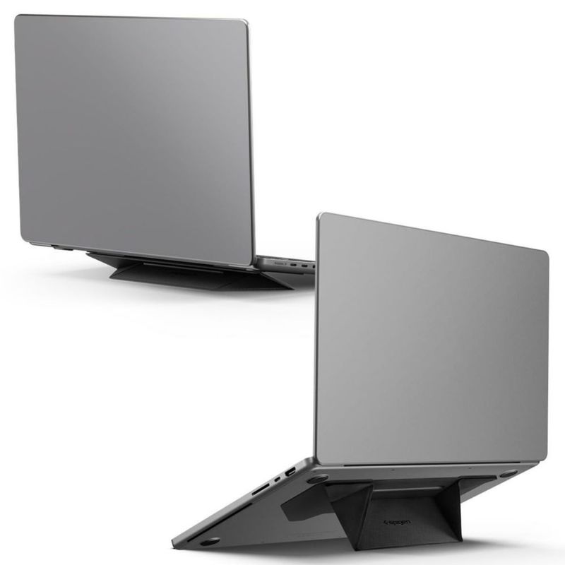 Soporte para laptop Spigen Slim Fold plegable de doble ángulo negro