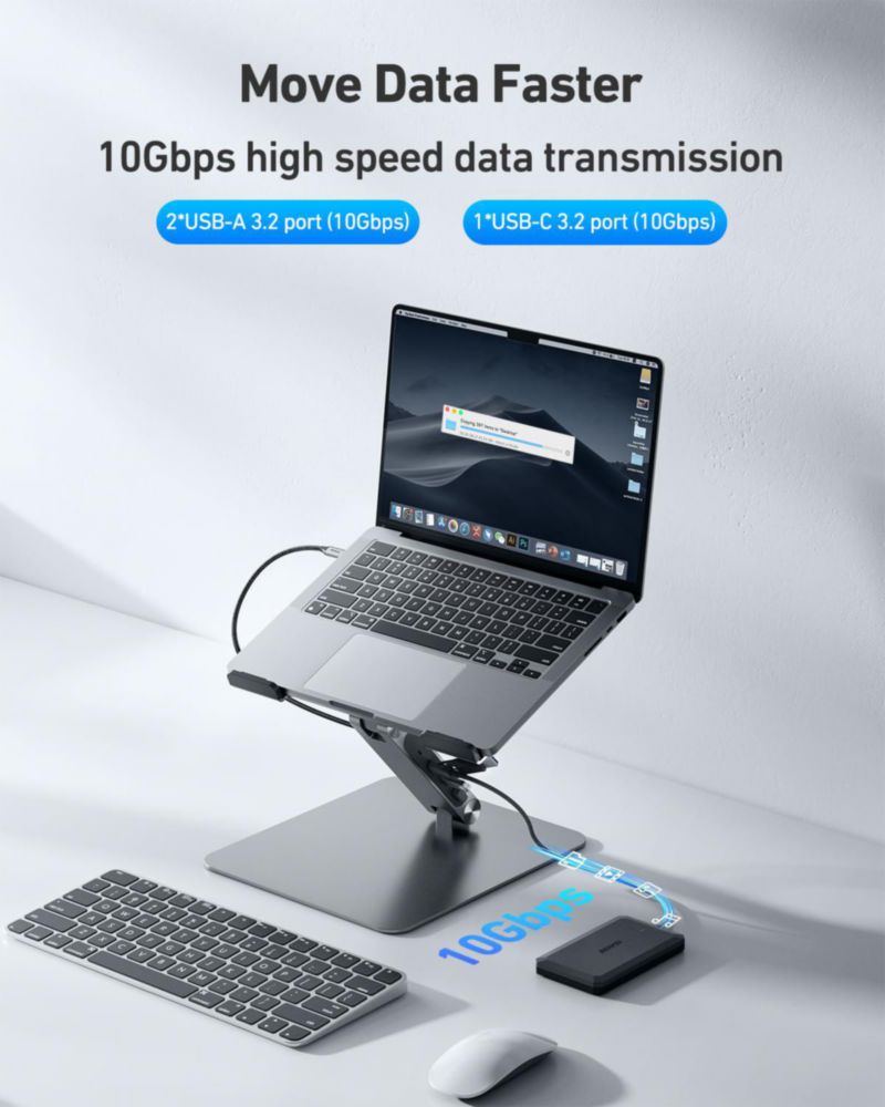 Soporte para laptop BENFEI USB-C 7 en 1 con dock HDMI 4K y PD de 100 W