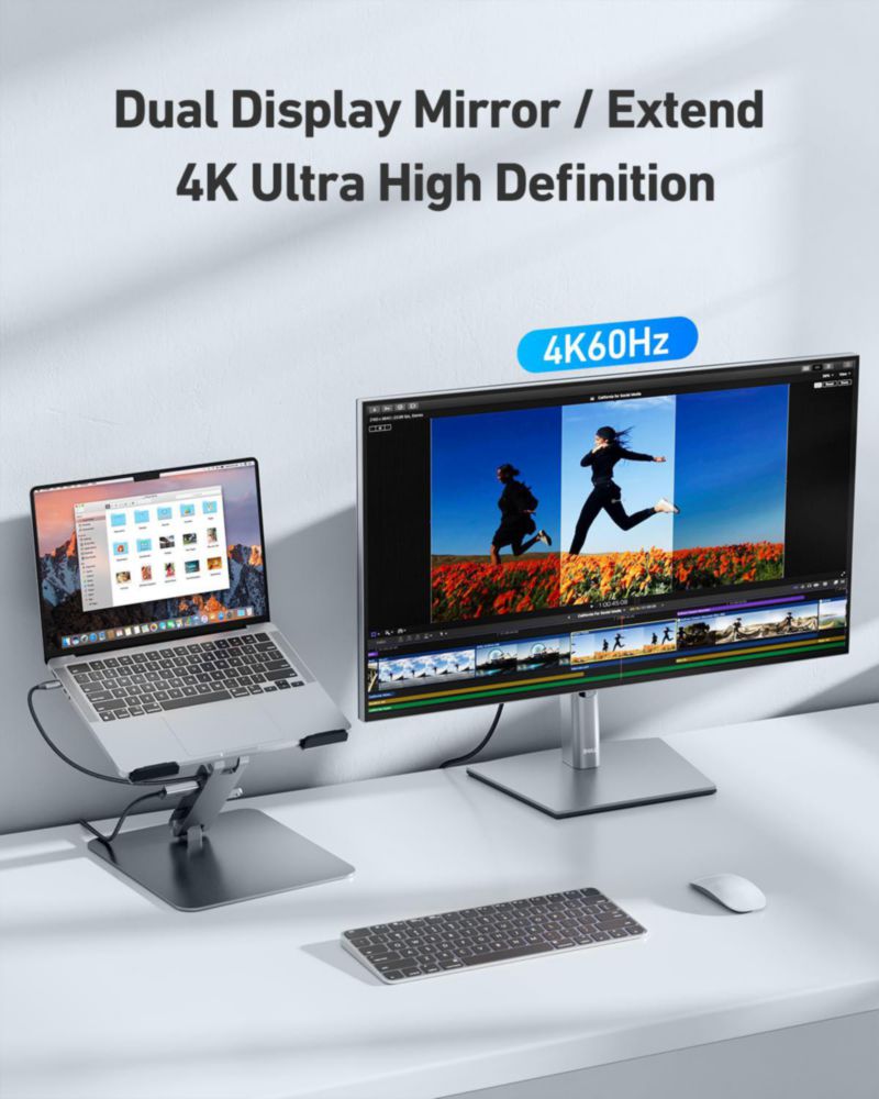 Soporte para laptop BENFEI USB-C 7 en 1 con dock HDMI 4K y PD de 100 W