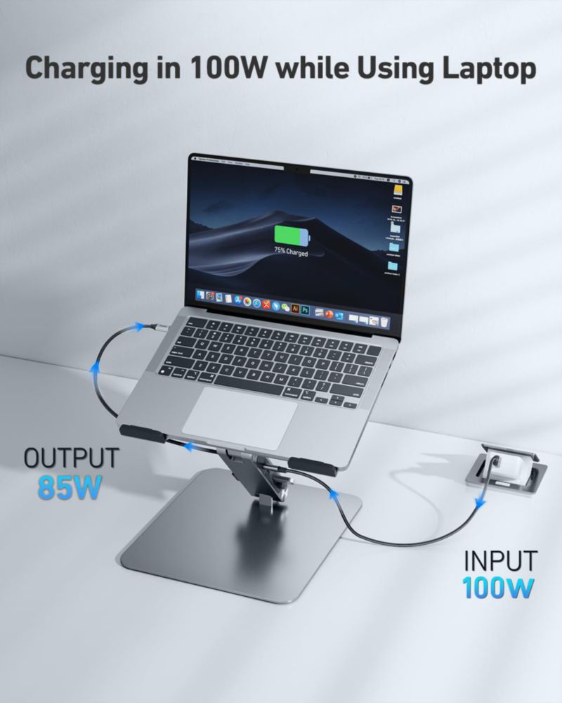 Soporte para laptop BENFEI USB-C 7 en 1 con dock HDMI 4K y PD de 100 W