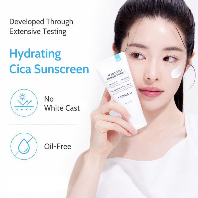 Protector solar DERMA:D SPF50 PA++++ 80 ml con Centella y Niacinamida