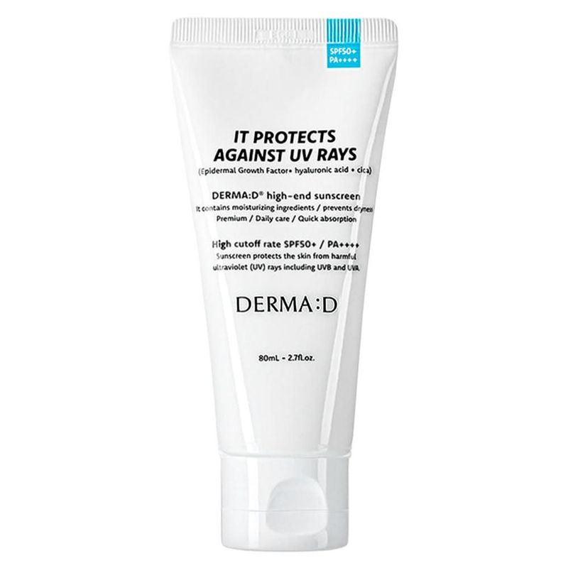 Protector solar DERMA:D SPF50 PA++++ 80 ml con Centella y Niacinamida