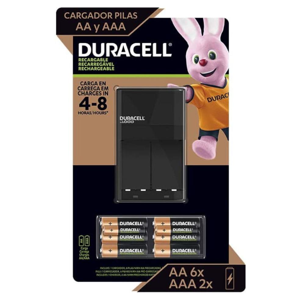 Kit Duracell Recargable Cargador + 6 pilas AA 2,500 mAh + 2 pilas AAA 900 mAh