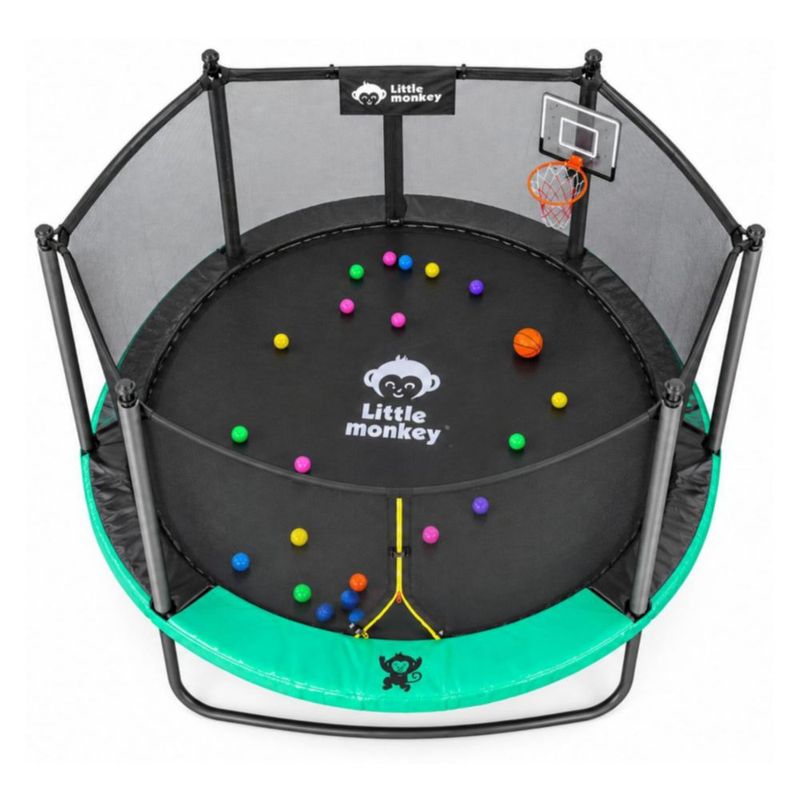 Trampolin Brincolin 10 Ft 305cm Little Monkey con Aspersor de Agua Luz LED Malla Seguridad Cama Elastica Exterior Jardin Ninos y Adultos