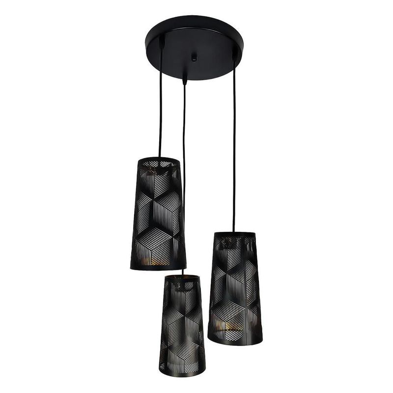 Lampara colgante Narumi 3L color negro Mil luces