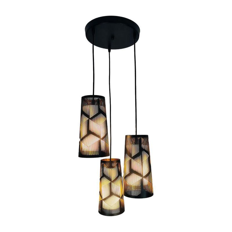 Lampara colgante Narumi 3L color negro Mil luces