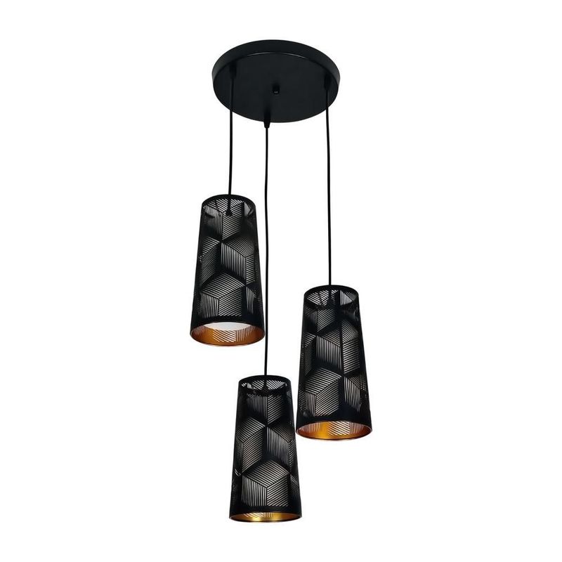 Lampara colgante Narumi 3L color negro Mil luces