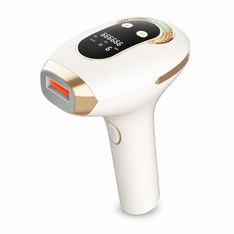 Depiladora IPL IQ Tech Pulsos 5 Niveles Pantalla LCD Blanco Dorado