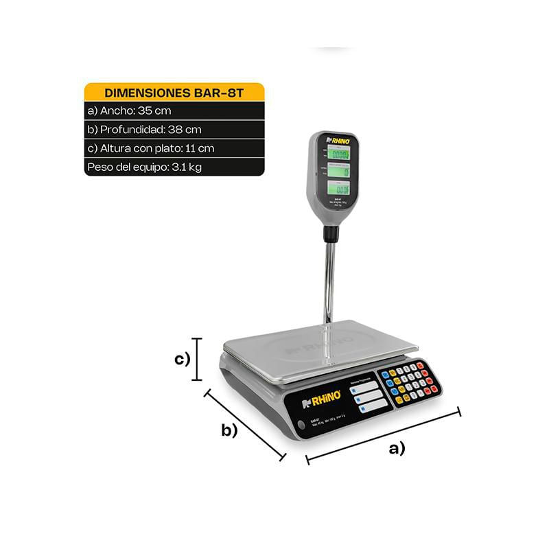 Báscula Electrónica Multifunciones con Torreta RHINO BAR-8T 40 kg