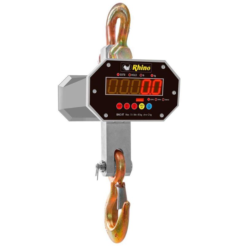 Báscula Digital Colgante RHINO BAC-5T 5000 kg Precisión 2 kg Aluminio