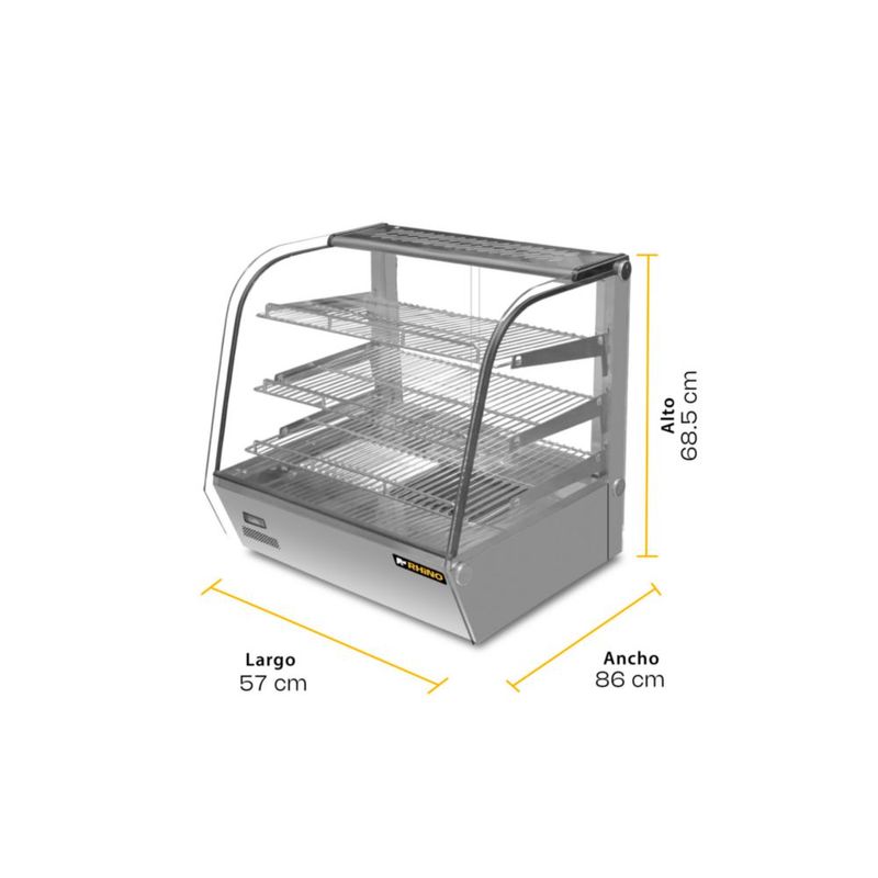 Vitrina Caliente RHINO VICAMO-160L 160 L 120 V Acero Inoxidable