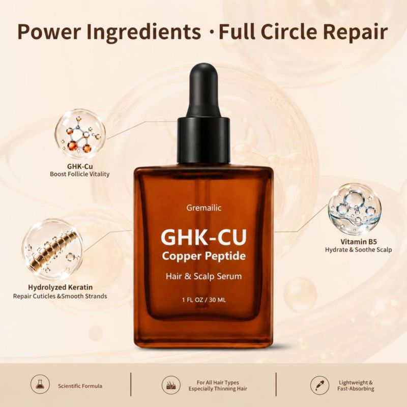 Suero Capilar Gremailic 30 ml Cuidado del Cuero Cabelludo con Péptido de Cobre